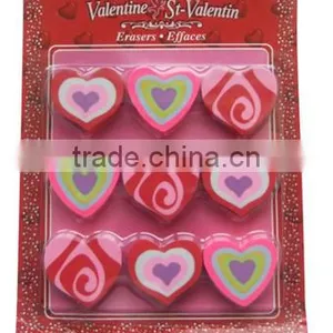 Hot Selling Different Printing Heart Shape 9 Pcs Eraser Set thumbnail-1