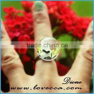 Cute Jewelry 24mm Mini Glass Dome Globe Ring With Sead Beads thumbnail-5