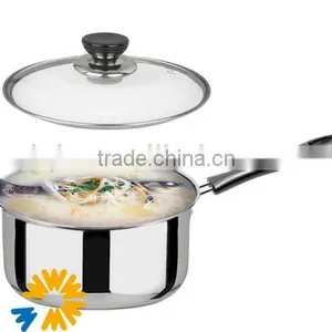 410 Stainless Steel Milk Pot With Glass Lid thumbnail-1