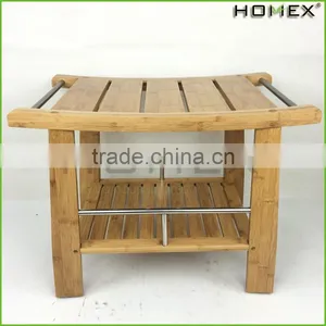 Bamboo Shower Seat Bench Bathroom Spa Bath Stool Homex BSCI/Factory thumbnail-4