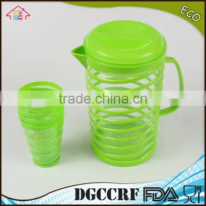 NBRSC Set of 4 Plastic Cold Spiral Water Kettle PS Bottle Double Layer Cups thumbnail-3