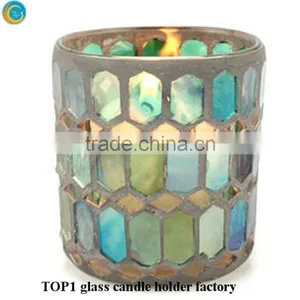 Moroccan Mosaic Glass Tea Light Votive Candle Holder in 4 Colours thumbnail-1
