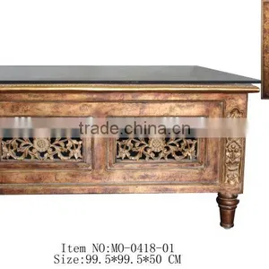 MO-0418-01 Antique Furniture Square Coffee Table for Home Decor thumbnail-1