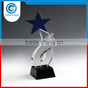 Jingyage Blue Crystal Star Awards Stars Crystal Trophy With Black Base Shooting Star Award Trophy thumbnail-1