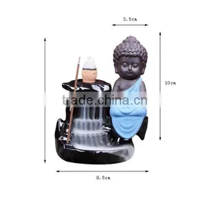 Creative The Little Monk Censer Backflow Incense Burner For Home Decor thumbnail-6