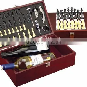 K0454-6W 2 Bottle Wine Bottle Set With Chess thumbnail-1