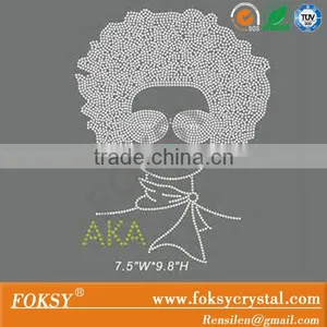AKA Afro Girl Rhinestone Hotfix Transfers for T-shirts Wholesale thumbnail-1