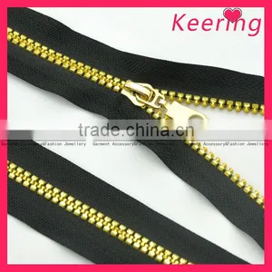Custom Size Black Metal Zipper Gold Teeth WZP-051 thumbnail-1