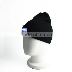 100% Acrylic Blank CC Beanie Winter Led Light Ski Knitted Hat Led Cap thumbnail-3