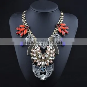 Big Brand Multicolor Rhinestone Alloy Statement Necklace Jewelry for Women thumbnail-1