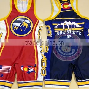 USA Cheap Custom Sublimated Wrestling Singlets thumbnail-1
