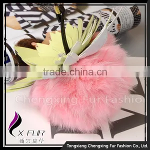 CX-R-47 Cheap Fancy Rabbit Fur Ball Key Chain Key Ring Hand Bag Decorative thumbnail-4