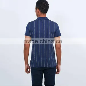 Wholesale New Design Jersey Fabric Polo Shirt Vertical Striped Polo Shirt Custom thumbnail-4