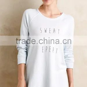 Wholesale Routine Sweatshirt Ladies Plain Pullover Sweatshirt Without Hood thumbnail-4