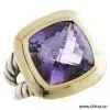 Sell DY 18K Gold and Sterling Silver With Amethyst Cable Ring thumbnail-1