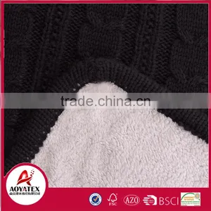 Wholesale Acrylic Crocheted Kint Double Layer Sherpa Blanket thumbnail-3