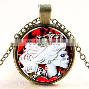 XP-TGN-S-145 Wholesale Diy Image Glass Round Charm Skull Dome Cabochon Necklace For Gift thumbnail-1