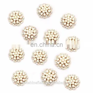 Graceful Alloy Rhinestone Button With Pearl for Accessories Clear With Golden Plating thumbnail-1