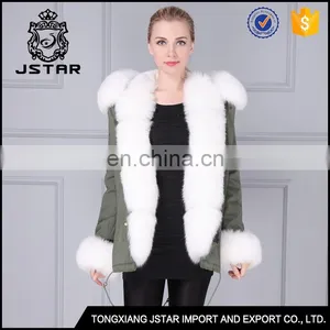 Wholesale Good Quality Fur Hooded Jacket Fashion Fur Trim Coat Sale thumbnail-3