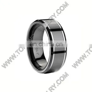 Black Tungsten Ring Blank Men's Engraved Jewelry thumbnail-1