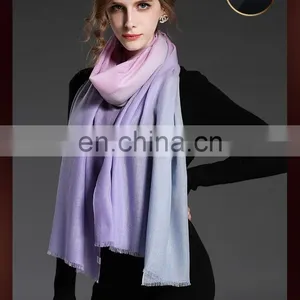 Winter Scarf 100% Wool Gradient Lady Scarf Wholesale Scarf Purple thumbnail-2