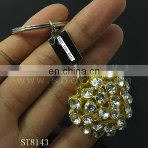 Fashion Heart Shaped Metal Keychain With Crystal Diamond for Wedding Gift thumbnail-4