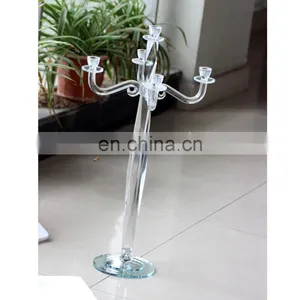 Set of Crystal Candle Holders 5 Arms Glass Candle Flame Protectors Candlestick thumbnail-5