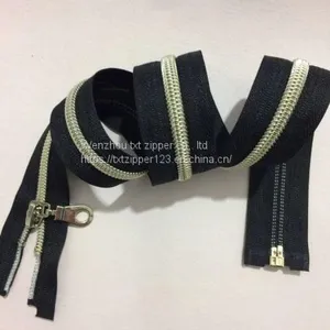 TXT Brand #5 Nylon Zipper With #golden Teeth##silver Teetn# Open End Garment Home Textile Suitcase and Bag Shoes thumbnail-1