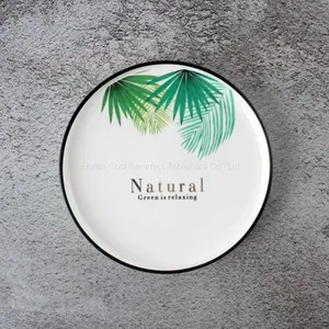 Custom Ceramic Dinner Plates Green Leaf Porcelain Dessert Plates thumbnail-3