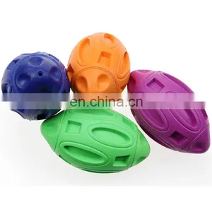 Pet Squeaky Toys Rubber Rugby Ball Interactive and Training Chew Toys Fetch Toy Ball for Dogs thumbnail-1