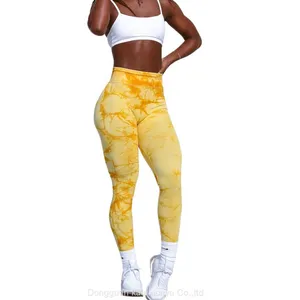 High Waist Tie Dye Scrunched Gym Leggings thumbnail-3