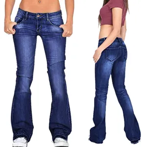 Low-rise Skinny Women's Flared Jeans Medium Wash Spot Women's Jeans thumbnail-1
