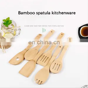 Natural Bamboo Kitchen Tools Cookware Set 6 Pcs Bamboo Wooden Spatula Utensils thumbnail-1