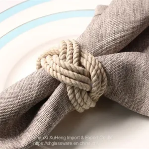 Cotton Rope Knot Napkin Ring Handmade European Style Hemp Napkin Holders Dinner Table Decoration Crafts Wedding Party Supplies thumbnail-1