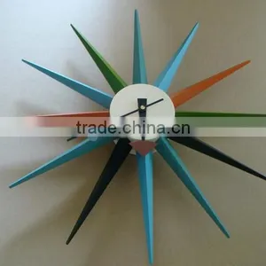 Multi Coloured Starburst Clock Aluminum Quartz Holder Wall Clock thumbnail-1