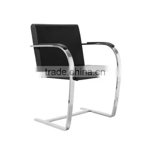 Replica Graceful European Design Stainless Steel Genuine Leather Brno Chair ByLudwing Mies Van Der Rohe for Office thumbnail-4