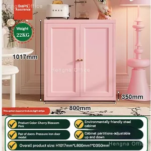 Cherry Blossom Pink Metal Nursery Storage Cabinet for Toronto | Arched Glass Kids Room Cupboard | With Rounded Gold Pulls thumbnail-4