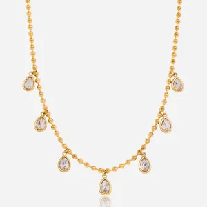 18K Gold Plated Stainless Steel CZ Resin Filled DIY Tassel Necklace Bracelet Charms thumbnail-2