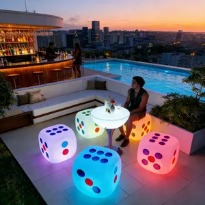 High Leg Modern LED Luminous Bar Set Creative Water Resistant Coffee Table and Stool Outdoor Leisure Furniture for Hotel thumbnail-4