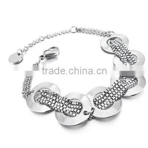 Women's Stainless Steel Bracelet Link Wrist Silver Round Box Charm Elegant thumbnail-1