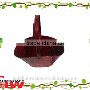 New Products, Set of 3 Red Iron Basket With Handle, Gift and Wedding Basket thumbnail-1
