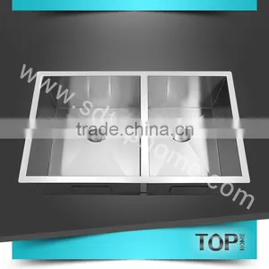 TH-RA3219BL Stainless Steel Handmade Sink With CUPC Square Corner Double Bowls Undermount Sink Kitchen Sink thumbnail-1