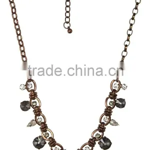 Rhinestone and Faux Gem Charm Necklace thumbnail-1