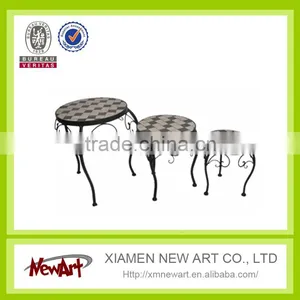 Clalssic Round Flower Metal Stand Home Living Room Garden Mosaic 3 Pcs Metal Flower Stand thumbnail-1