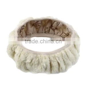 Charm Warm Long Wool Fur Plush Car Steering Wheel Cover Woolen Car Handbrake Accessory thumbnail-3