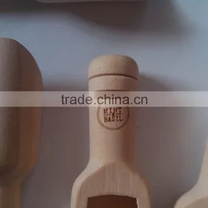 Cosmetic or Spice Mini Wooden Scoop Printing or Engraved With Custom Burnt Logo thumbnail-3
