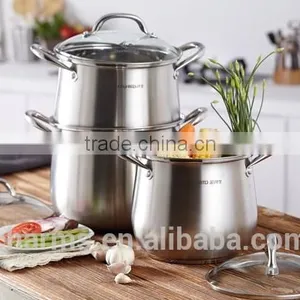 2016 New Charms Induction Cooking Pot Fabrication&Stainless Steel Enamel Casserole 3&High Quality Threes Layers Steamers Quality Choice thumbnail-1