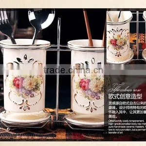 2016 Delicated Bulk Ceramic Chopsticks Spoon Fork Holder and Metal Rack Decor thumbnail-6