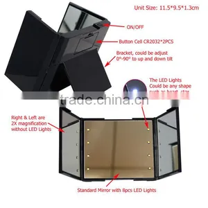 Portable Folding Makeup Table Mirror, Mini Desk Cosmetic Mirror With Lights thumbnail-5