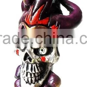 Figurine Shaped Hand Crafted Smoking Pipes - Jester Skull on Fire thumbnail-2